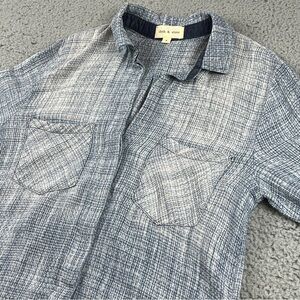 Anthropologie Cloth & Stone Button Down Shirt Womens S Split Back Blue White
